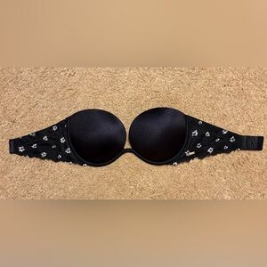 Victoria's Secret push Black Bra with White Floral Design